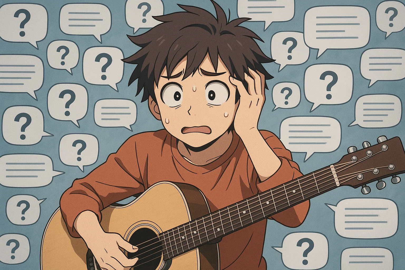情報の洪水に苦しんでいるギタリスト